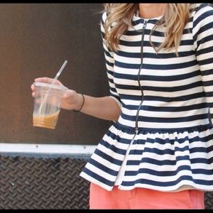 Zara Peplum Striped Jacket